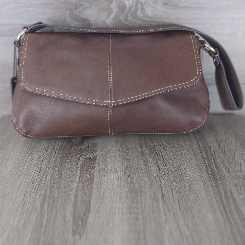 Liz Claiborne Brown Pebble Leather Crossbody